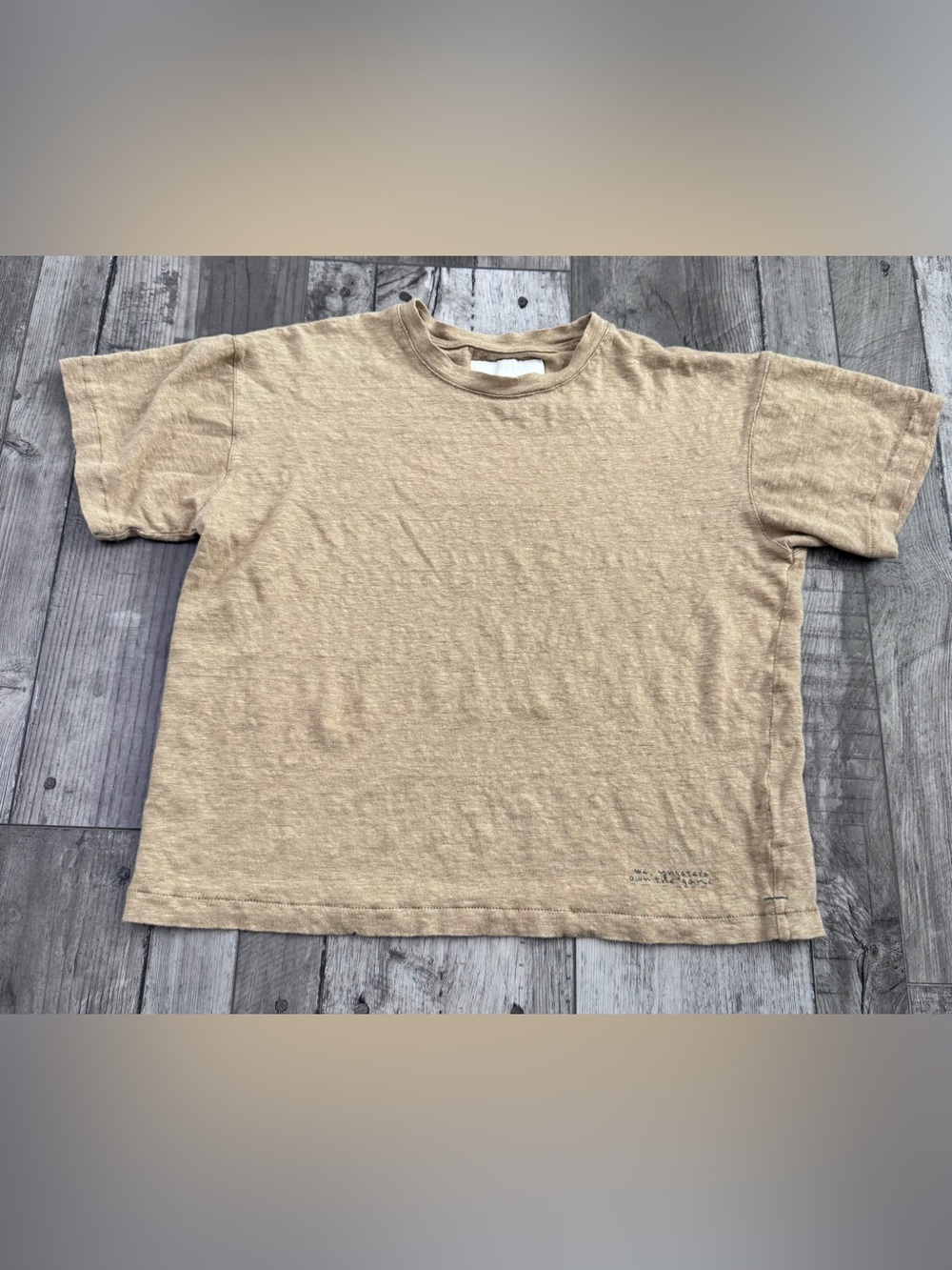 ZARA Girls 11-12Y Boxy Cropped Tee Brown Minimalist Neutral Capsule Youngster